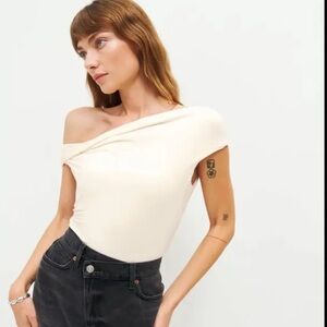 NWOT Reformation Cream Off-Shoulder Bodysuit